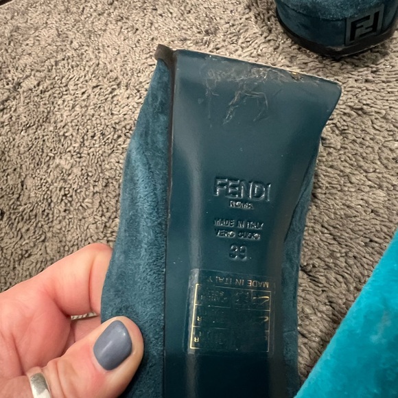 Fendi Women's Blue Suede Heels - Picture 3 of 5